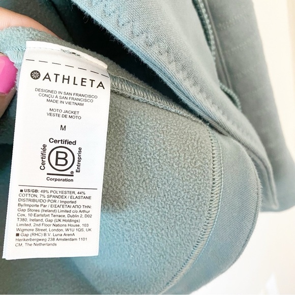 ATHLETA Moto Full Zip Sweatshirt Fleece Lined Athletic - Picture 15 of 15